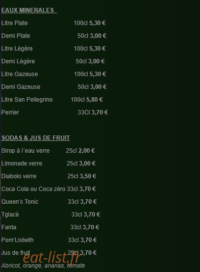 Pizzeria du Lac — carte page 2