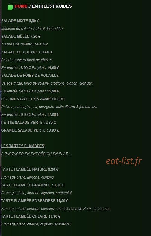 Pizzeria du Lac — carte page 4
