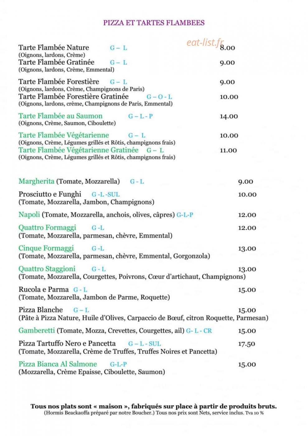 Restaurant de l'ange — carte page 2