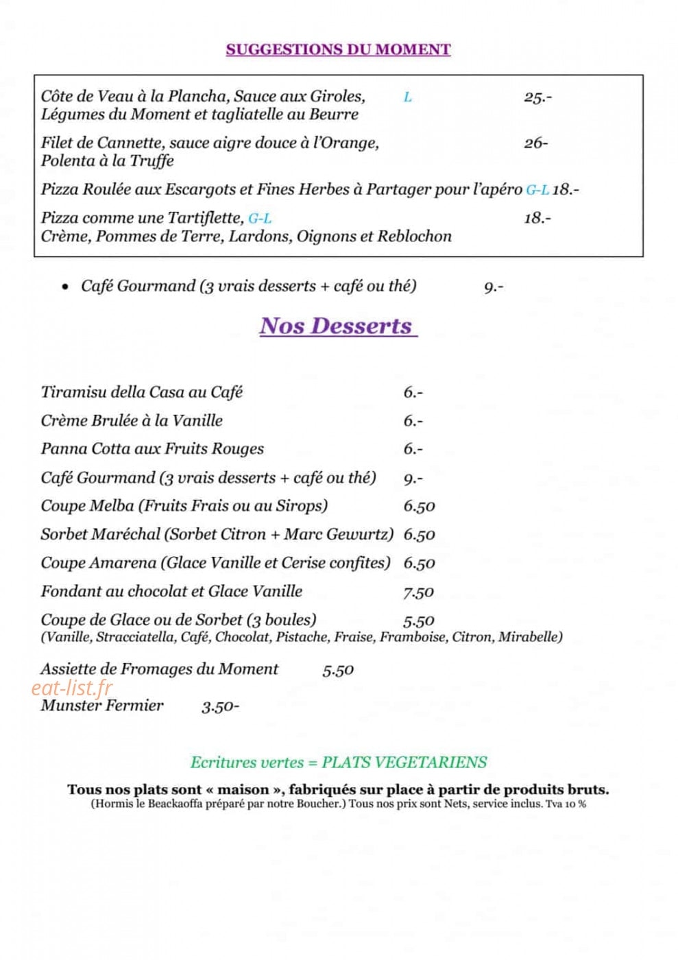 Restaurant de l'ange — carte page 3