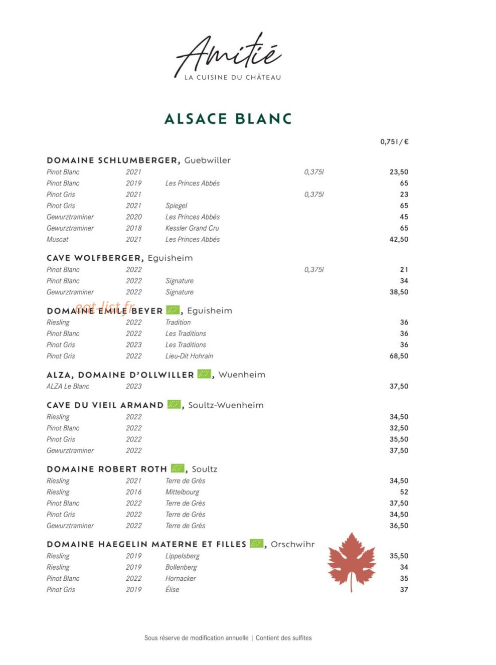 Amitié — carte page 15