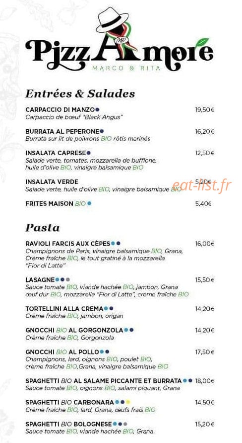 PizzAmore — carte page 1