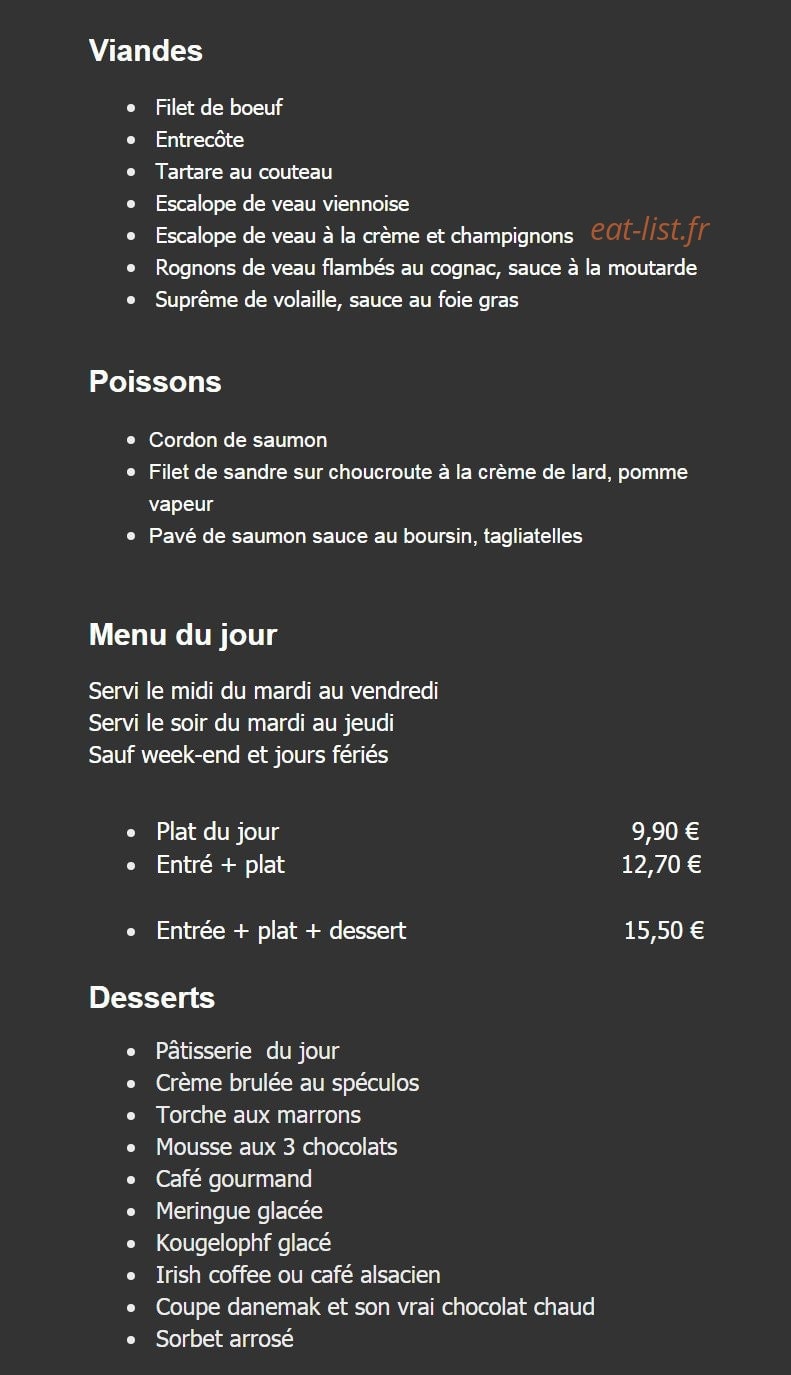 Chez Guillaume — carte page 2