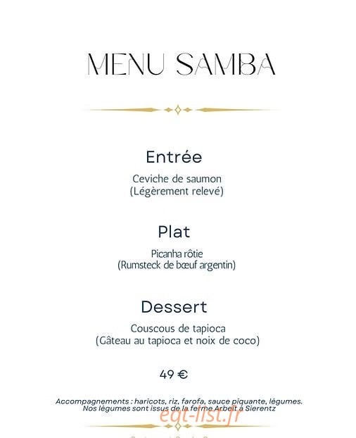 Samba Saveurs — carte page 2
