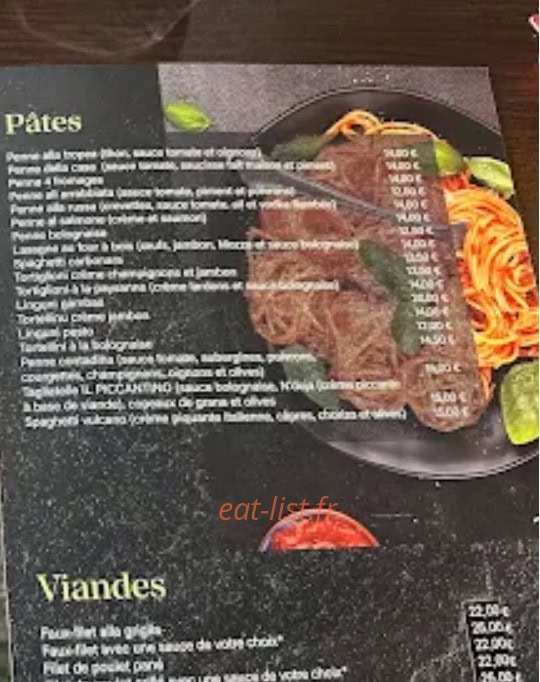 Carte et menu de IL Piccantino à Buhl — Pates et viandes