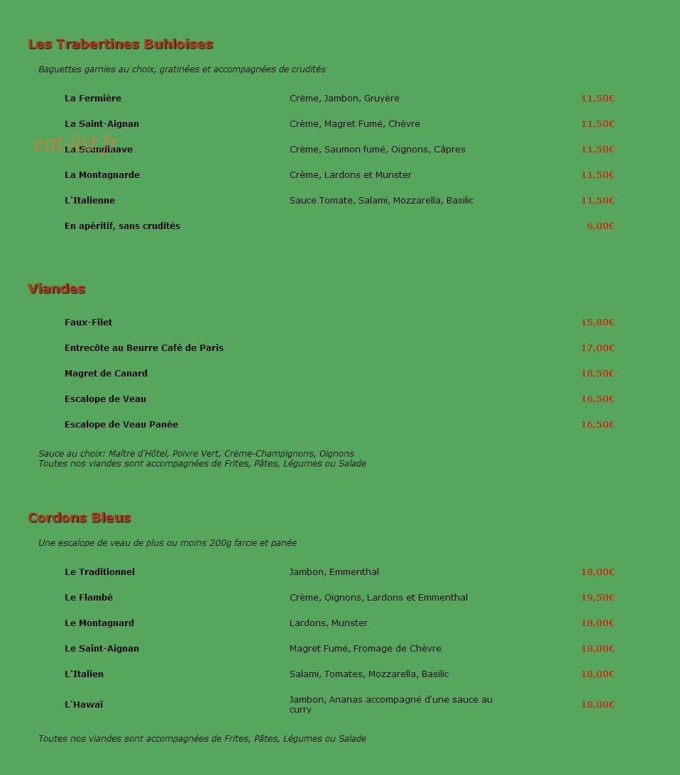 Le Caveau Au Soleil d'Or — carte page 2