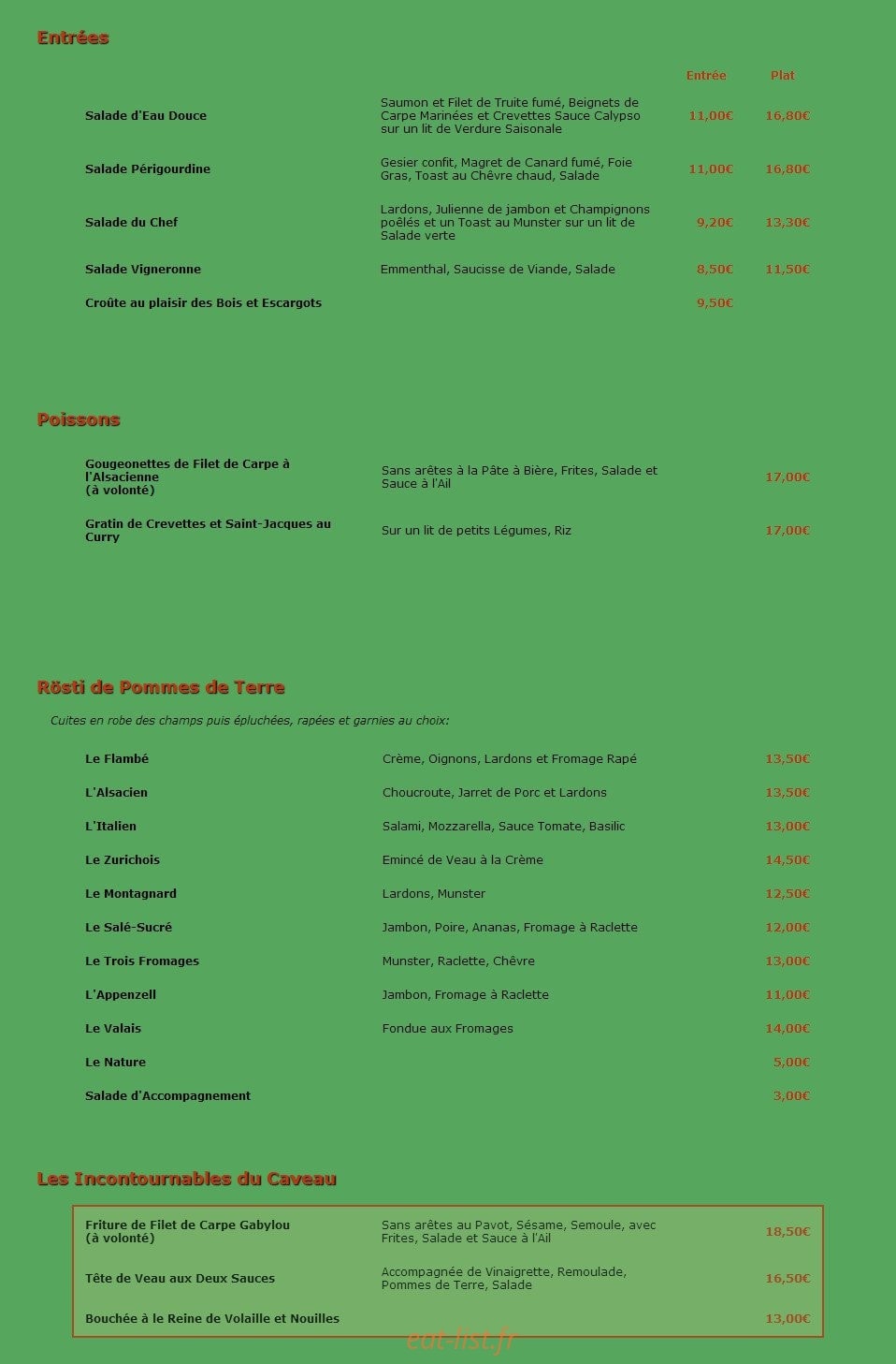 Le Caveau Au Soleil d'Or — carte page 1