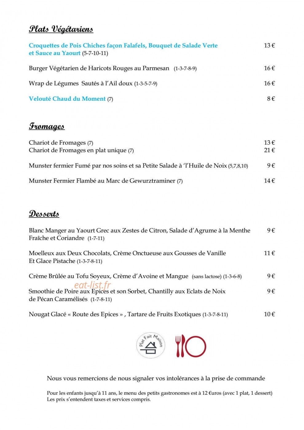 Le Jardin des Saveurs — carte page 2