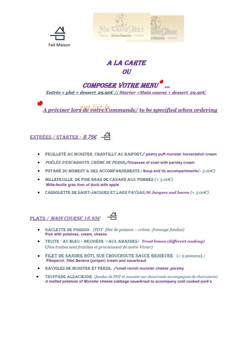 Au Cheval Blanc — carte page 4