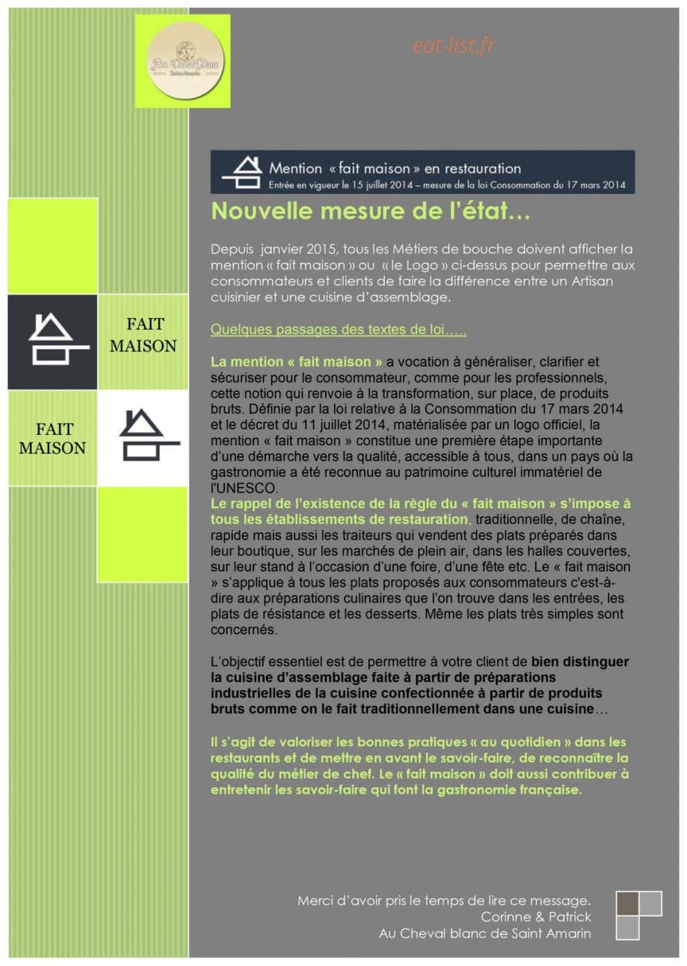 Au Cheval Blanc — carte page 12