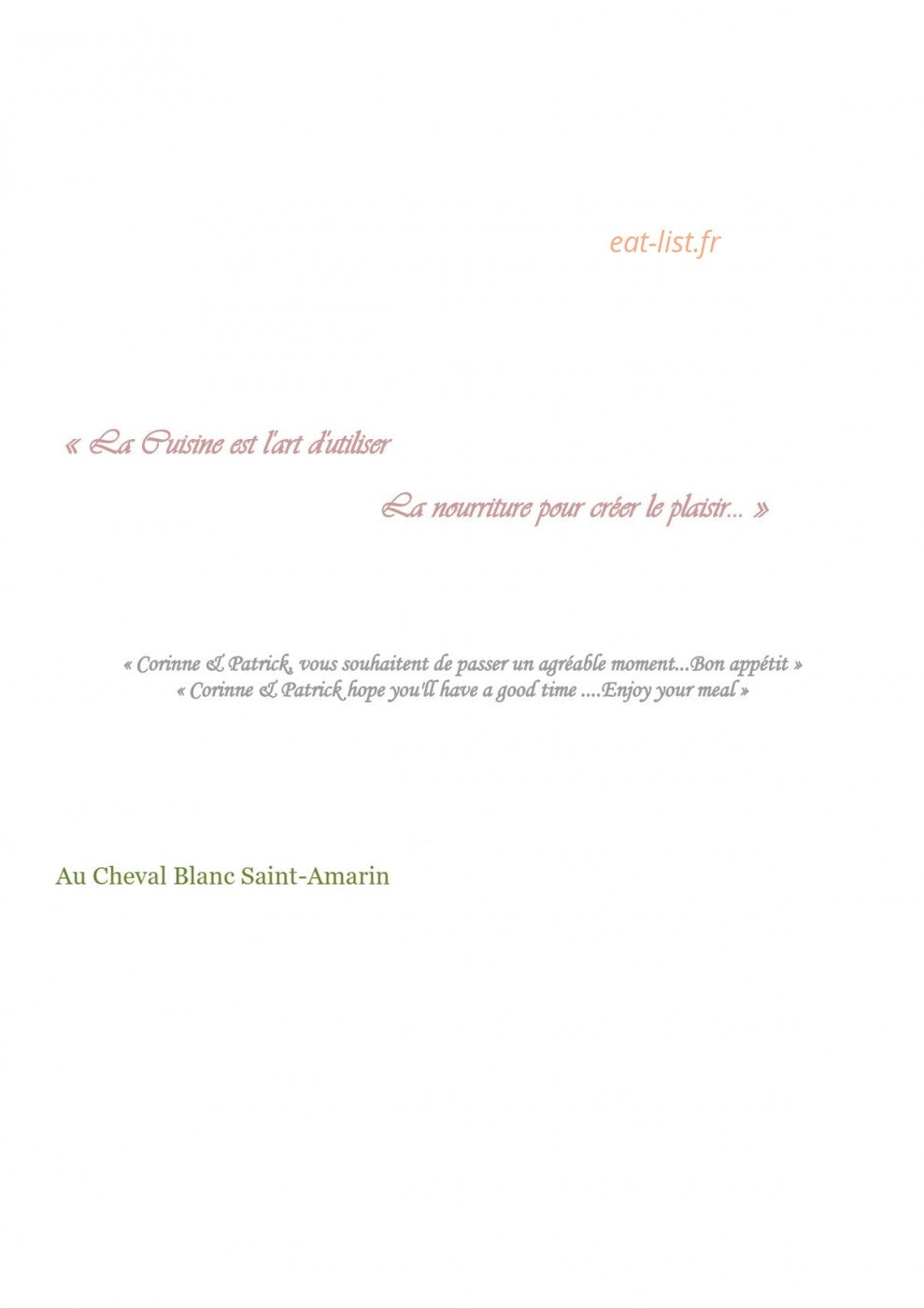 Au Cheval Blanc — carte page 3