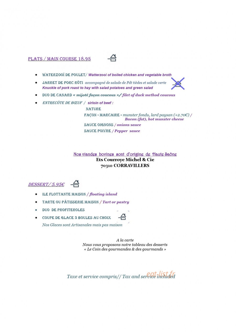 Au Cheval Blanc — carte page 7