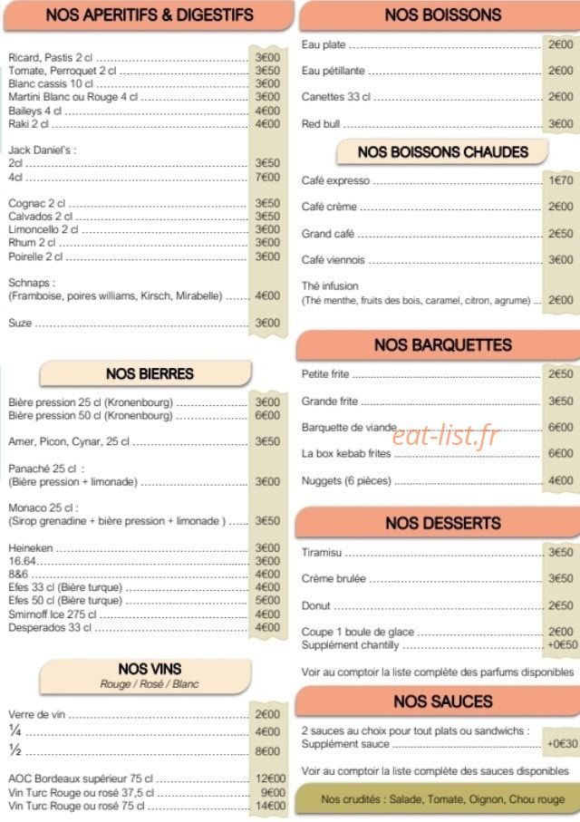 Mac Kebab — carte page 2