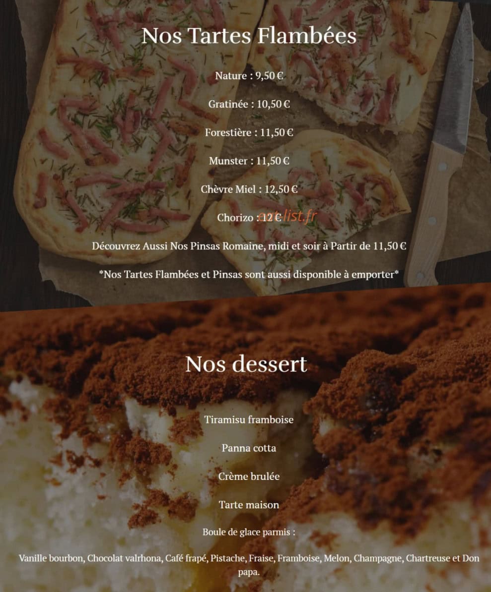 Au Petit Paris — carte page 2