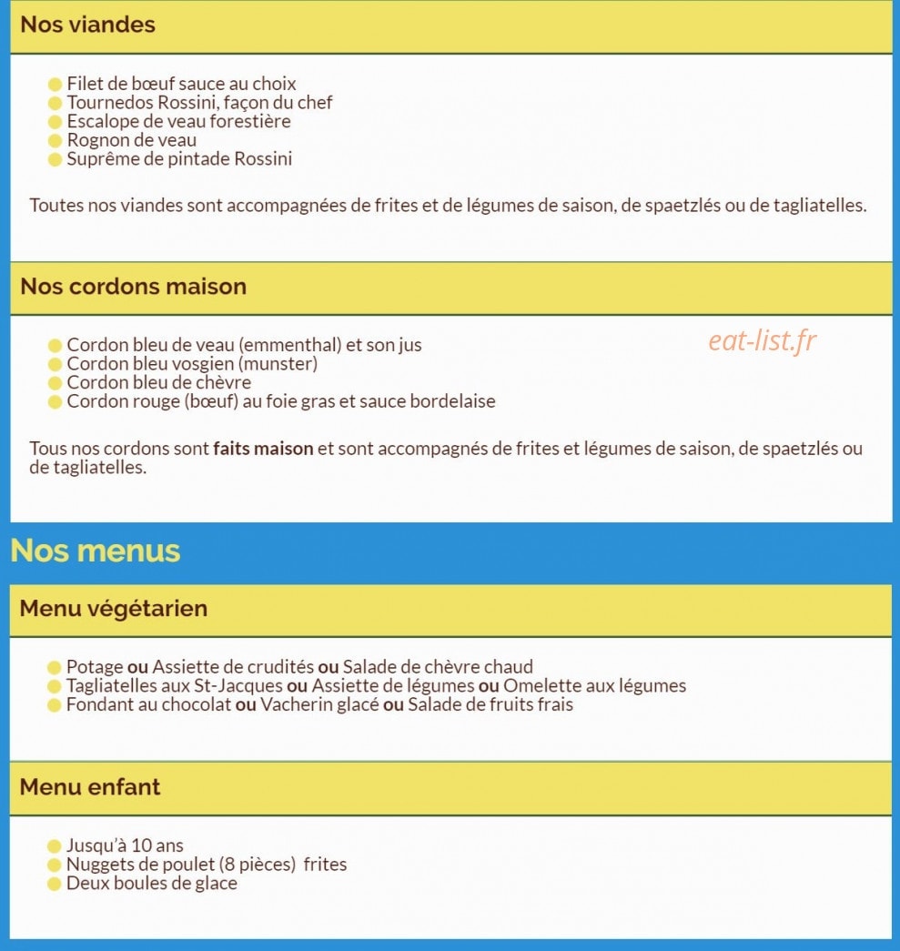 Restaurant De La Carpe — carte page 2