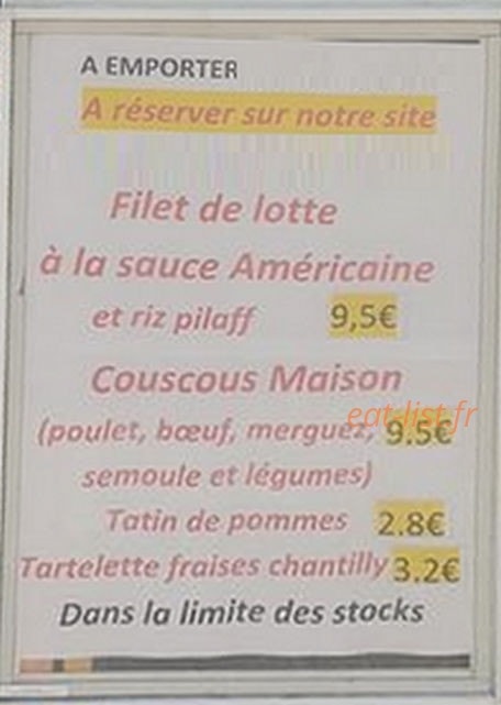 Le Bistro — carte page 1