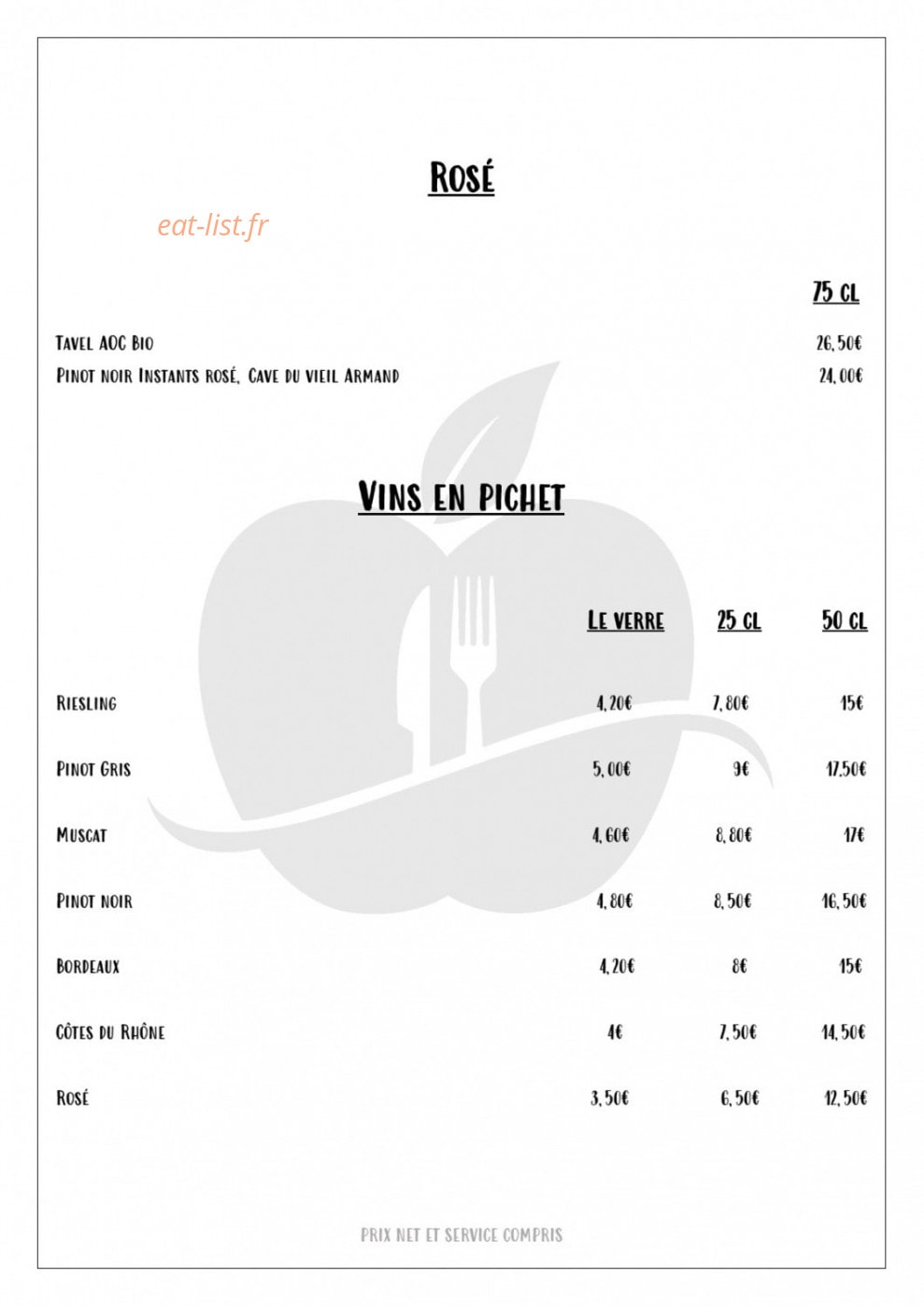 La Pomme D'or — carte page 10