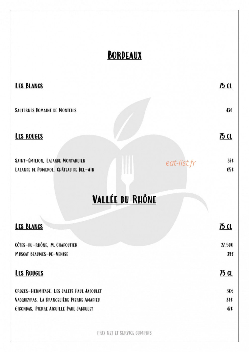 La Pomme D'or — carte page 14