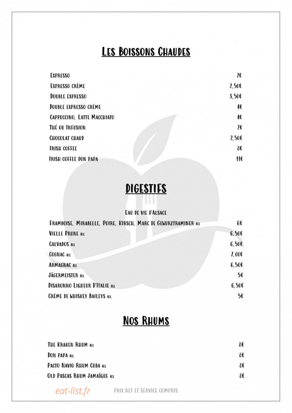 La Pomme D'or — carte page 7