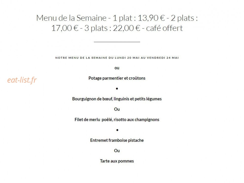 La Table de Val Vignes — carte page 1