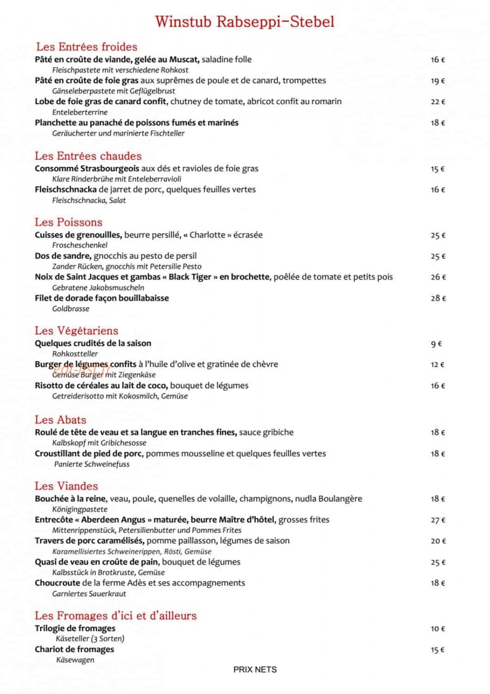 Winstub Rabseppi Stebel — carte page 1
