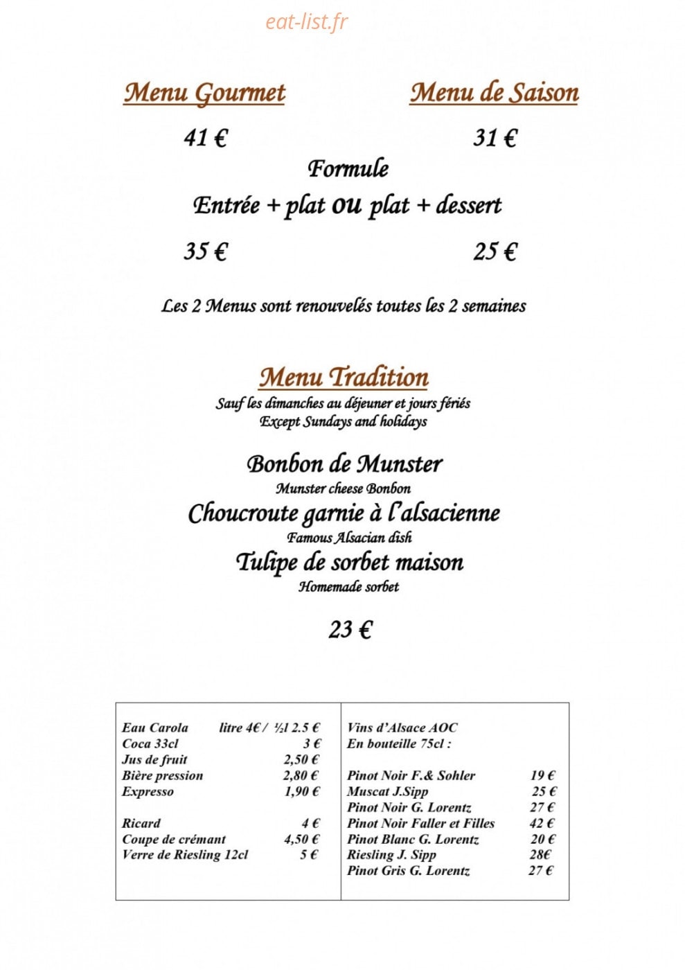 La Meuniere — carte page 1