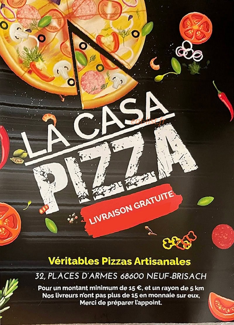 La Casa Pizza — carte page 1