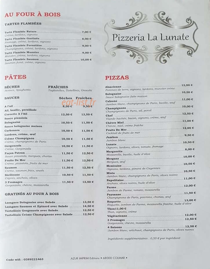 La Lunate — carte page 1