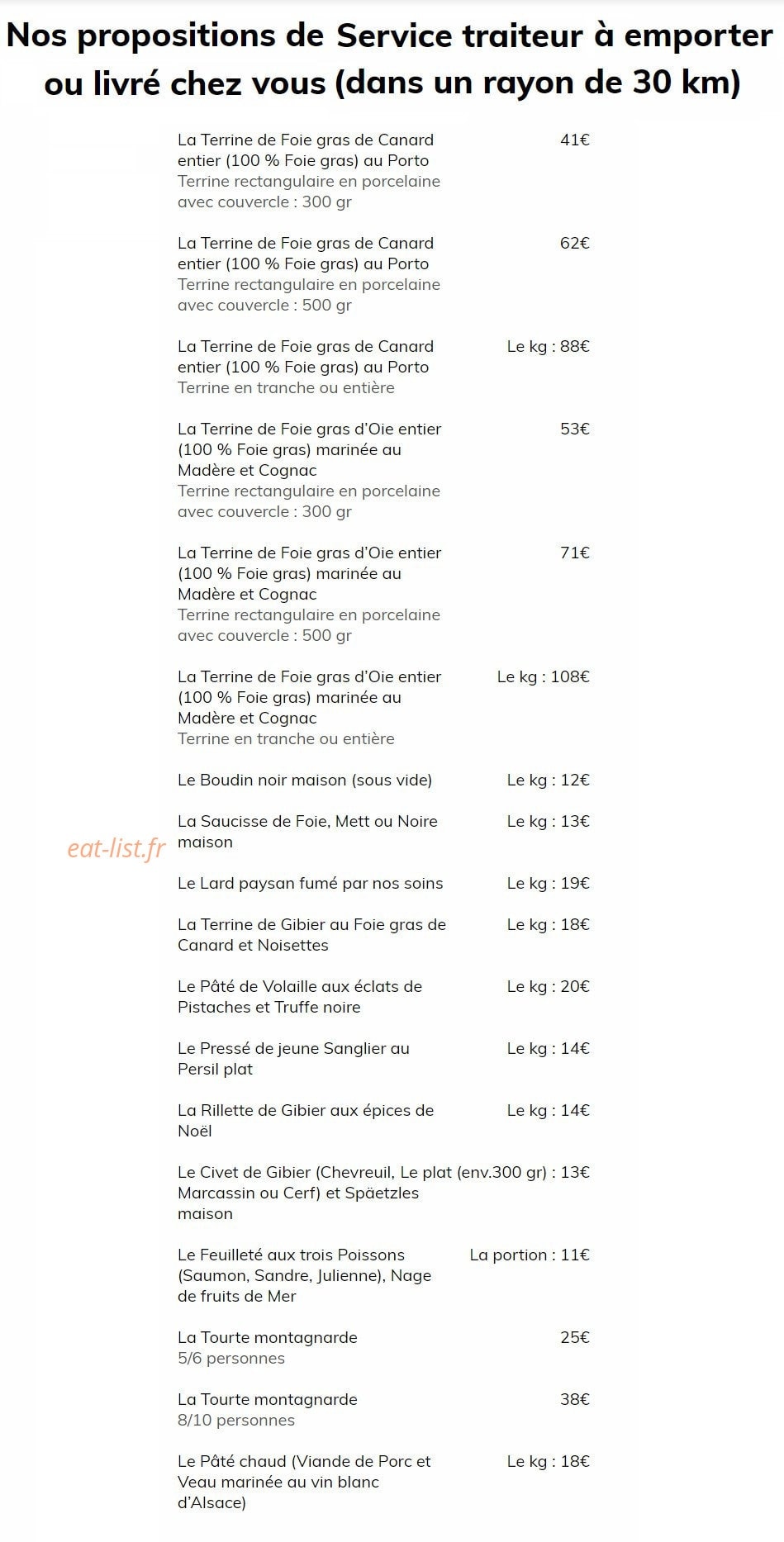 Carte et menu de Auberge du Boenlesgrab à Lautenbachzell — Les suggestions du chef