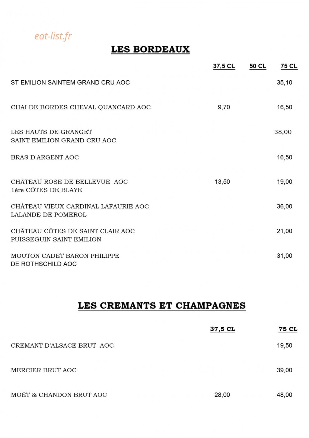 Restaurant A la Truite — carte page 14