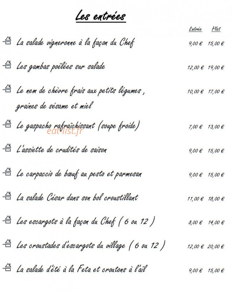 Restaurant A la Truite — carte page 1