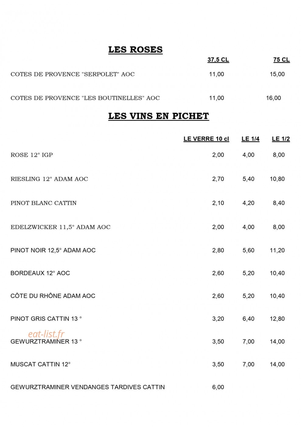 Restaurant A la Truite — carte page 11