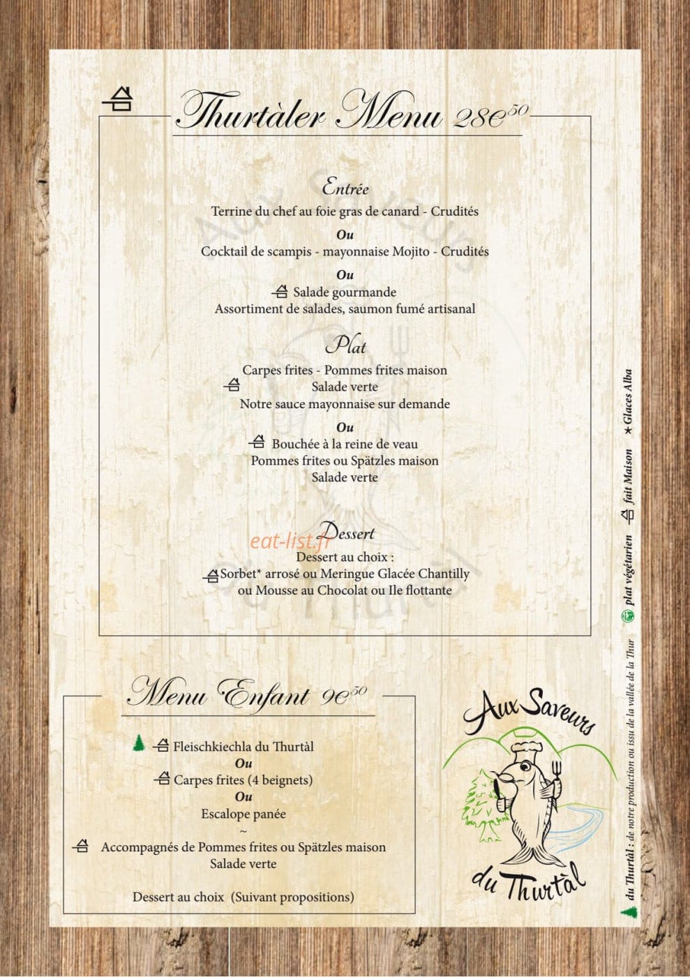 Aux Saveurs du Thurtàl — carte page 5