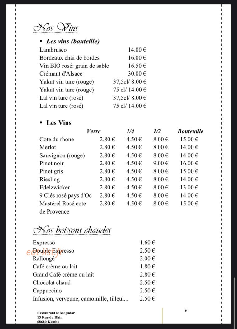 Le Mogador — carte page 6