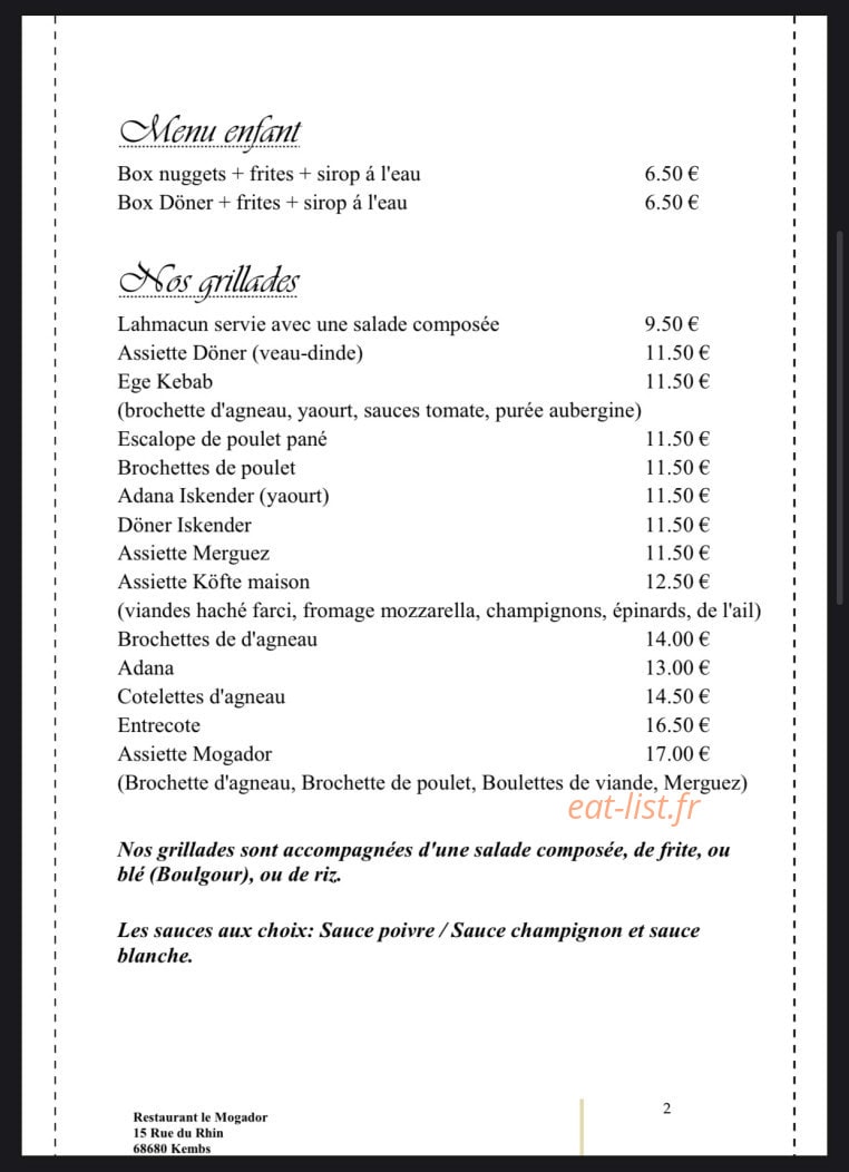 Le Mogador — carte page 2