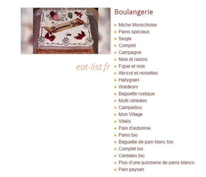 La Baguette Mooschoise — carte page 1