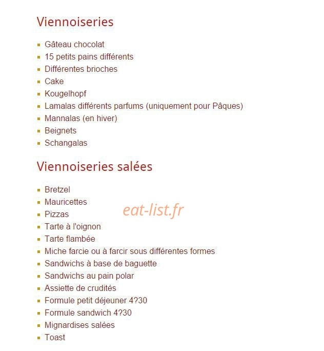 La Baguette Mooschoise — carte page 3