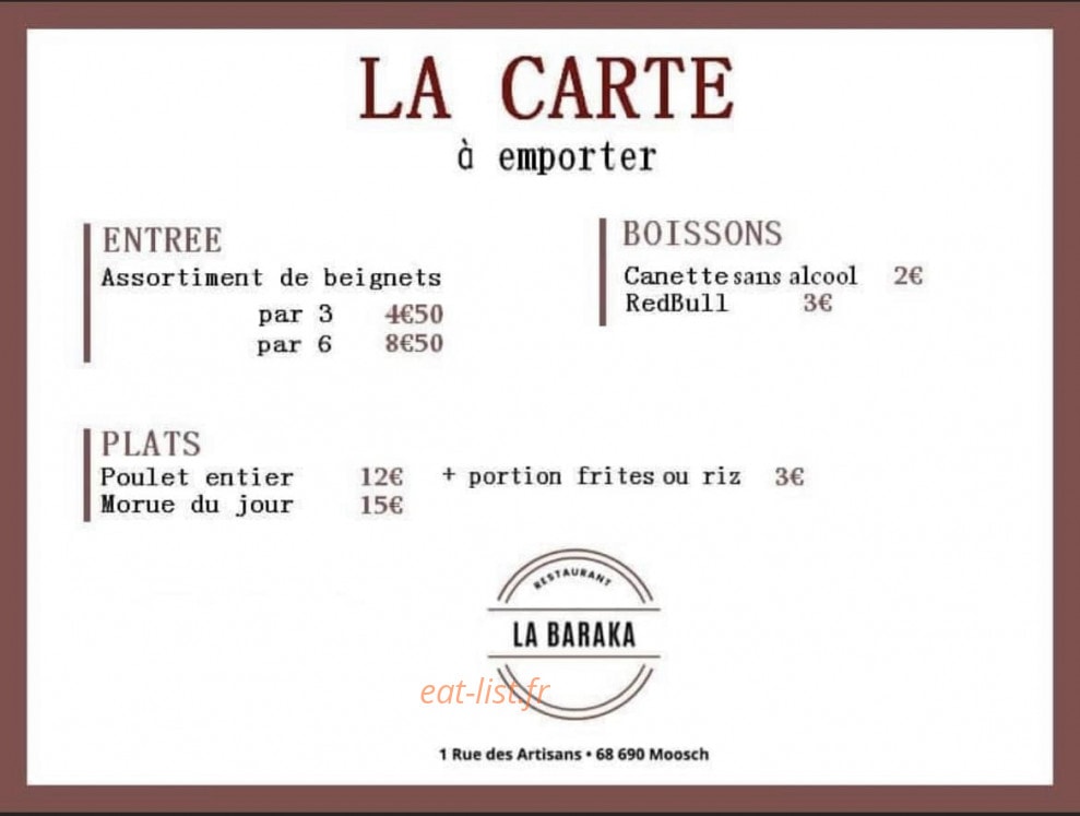 La Baraka — carte page 1