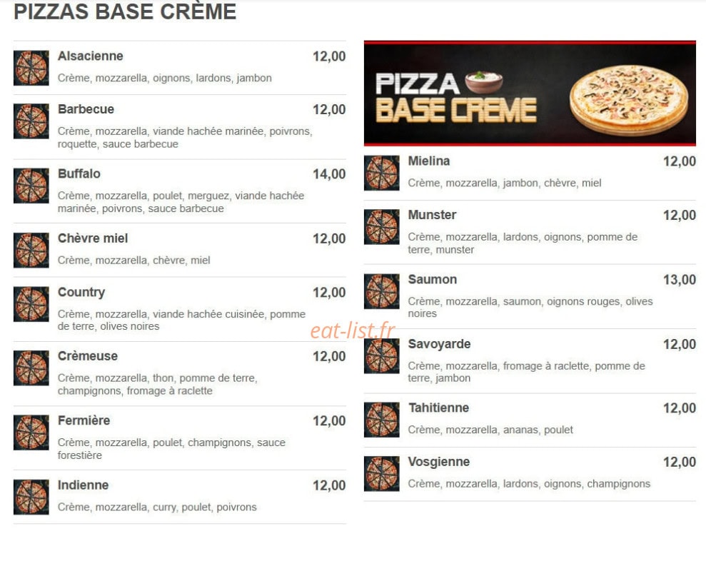 Benz pizza — carte page 1