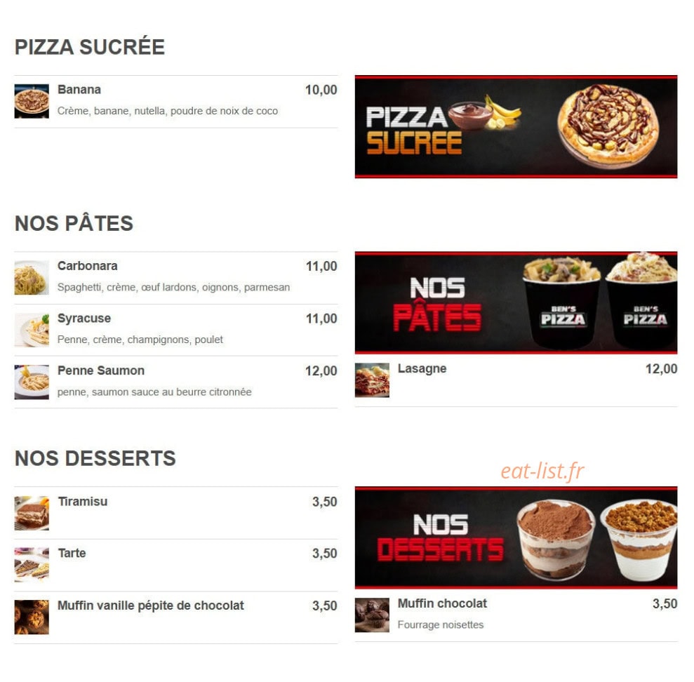 Benz pizza — carte page 3