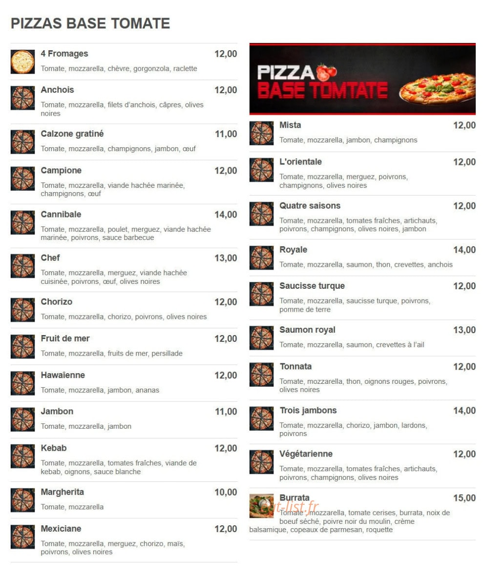 Benz pizza — carte page 2