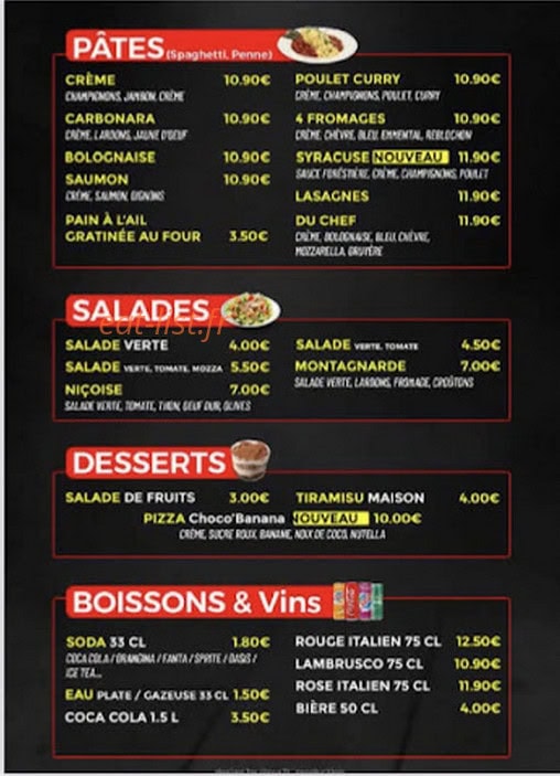 Presto Pizza — carte page 4