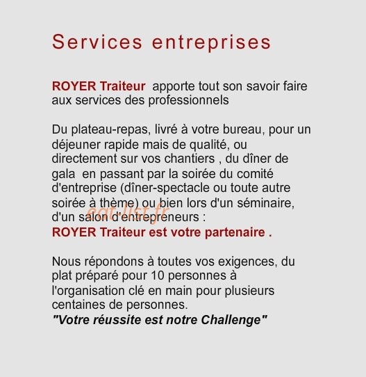 Royer Traiteur — carte page 3