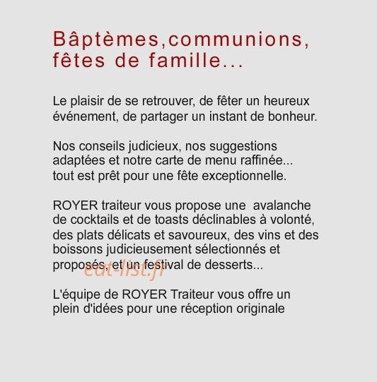 Royer Traiteur — carte page 2