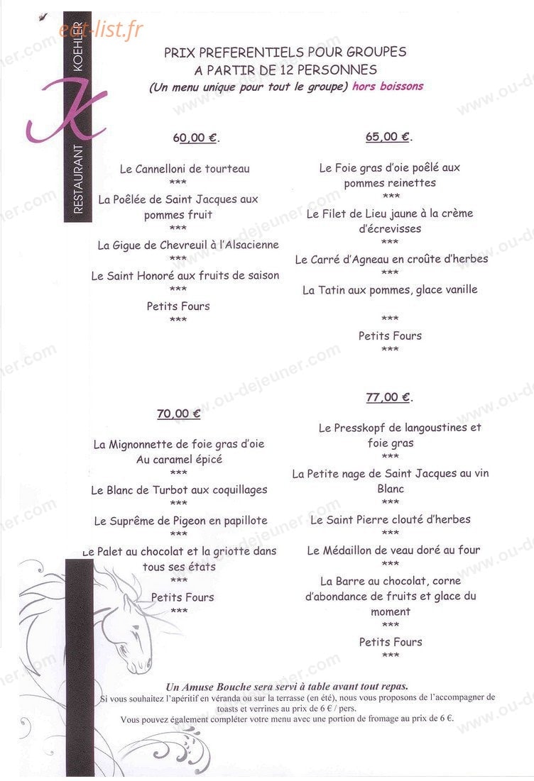 Auberge du Cheval Blanc — carte page 3
