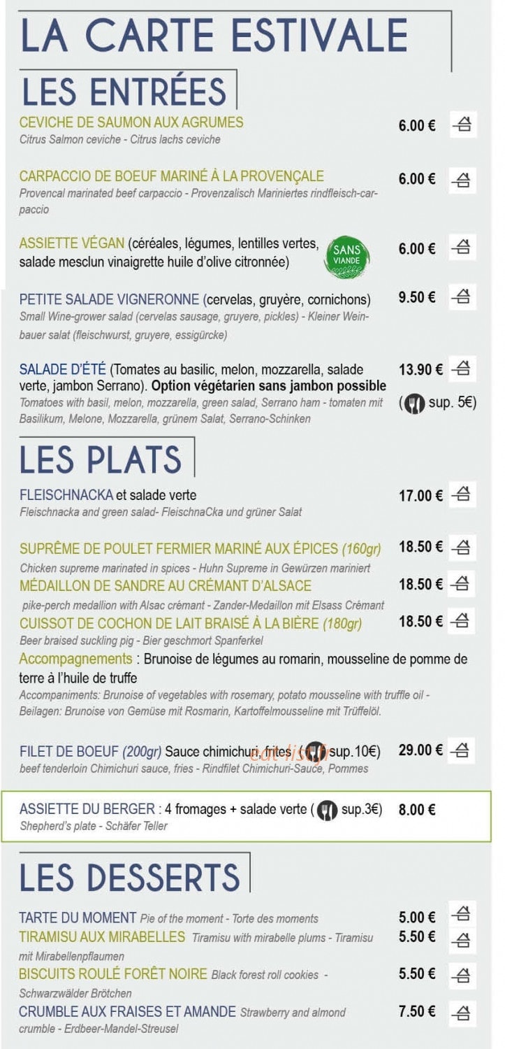Auberge du Hirtz — carte page 2