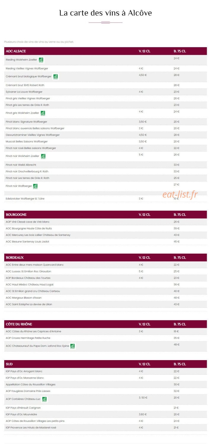 Restaurant Alcôve — carte page 5
