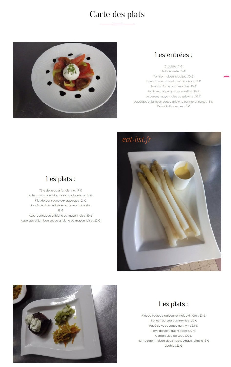 Restaurant Alcôve — carte page 1