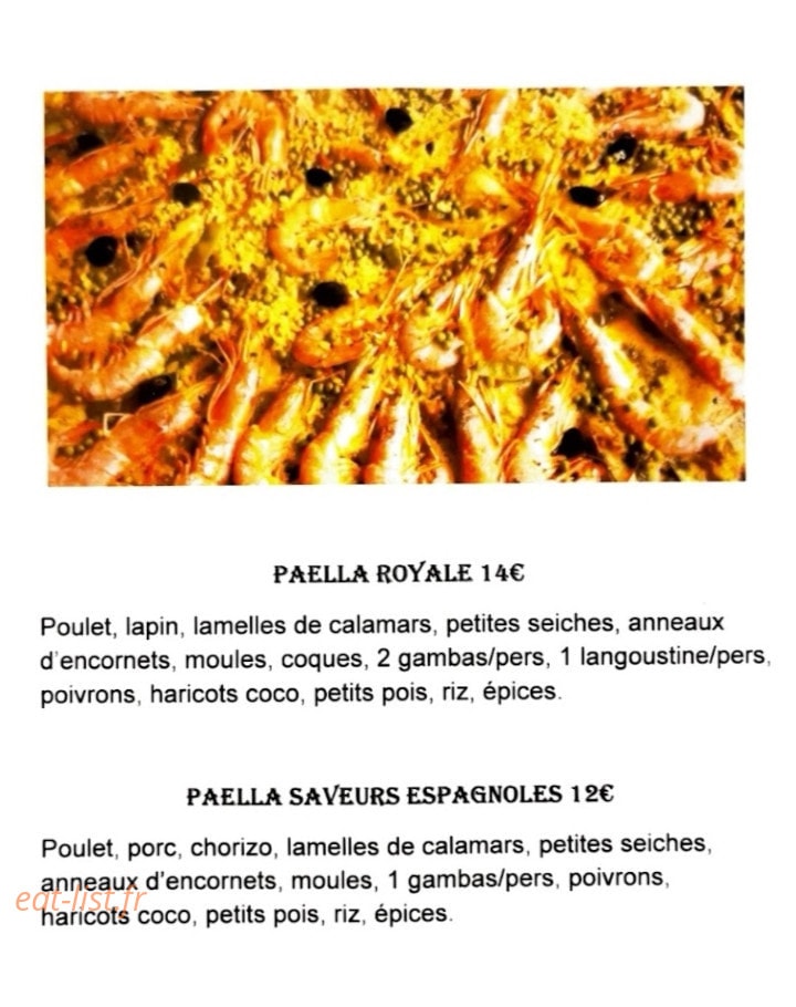 Paella Saveurs Espagnoles — carte page 1