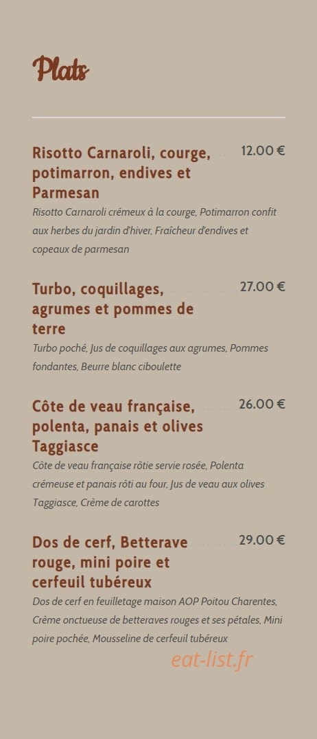 Côté Cuisine — carte page 2